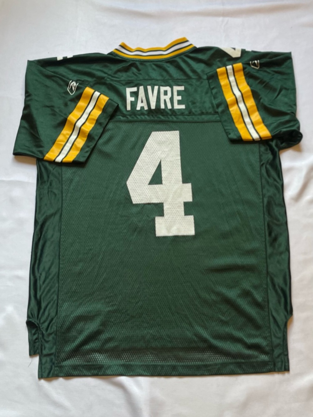 Reebok Green Bay Packers Brett Favre #4 NFL Football Jersey L Green Yellow White